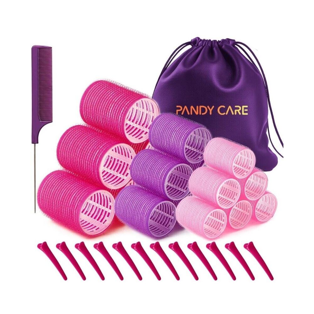 PANDY CARE Self Grip Roller Set 3Sizes- 32 Rollers, bag, Clips and Comb! NIB